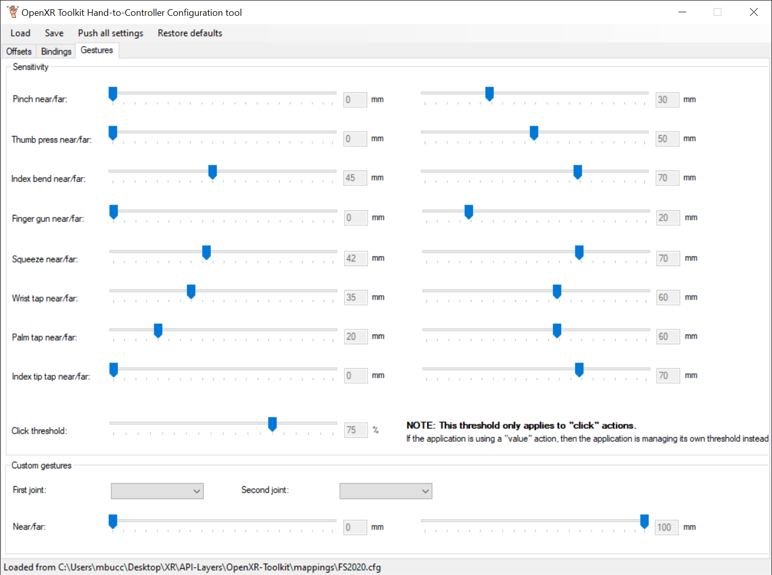 Mapping tool Bindings tab