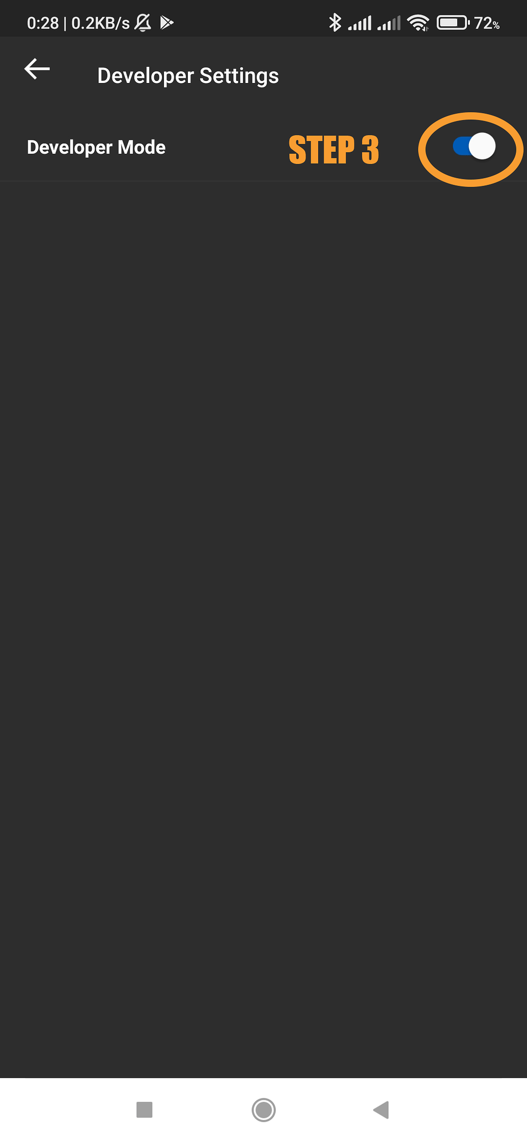 Enabling developer mode