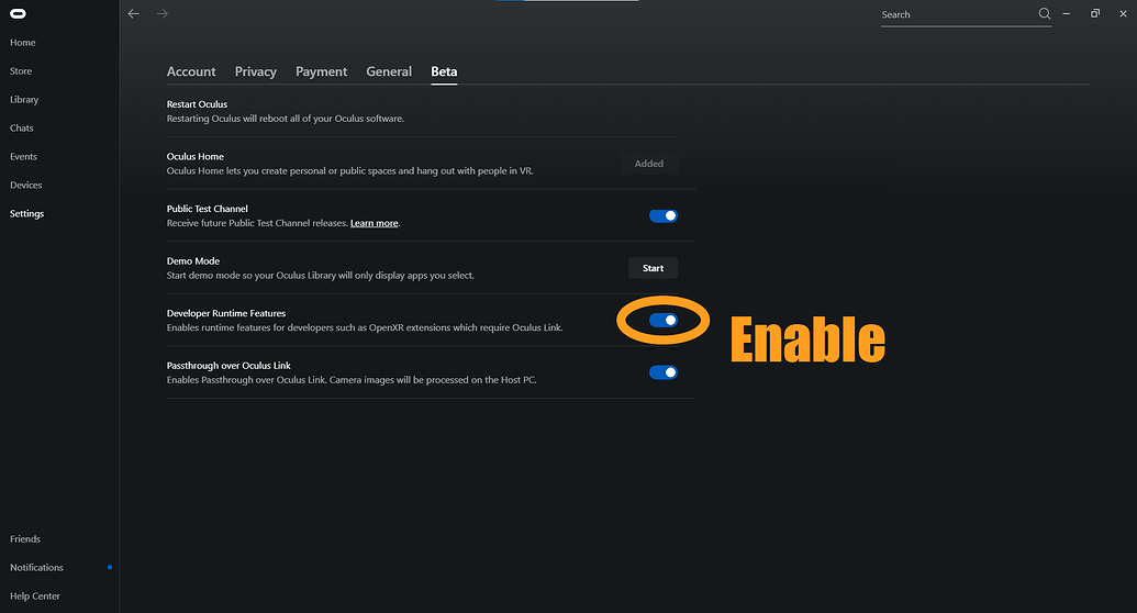 Enabling hand tracking
