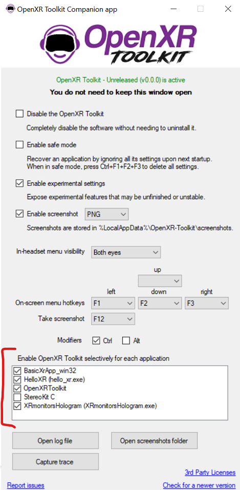 Disable per application